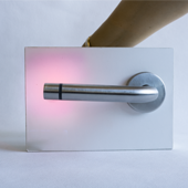 Projection à LED pour avertir d'une ouverture de porte : Clenche de porte lumineuse